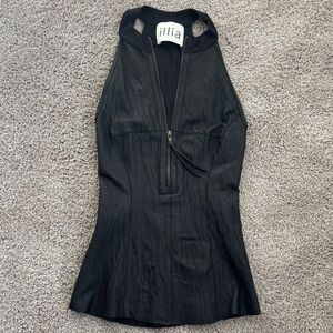 ILIA Black Zipper Halter Top